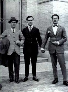 Pepín Bello, Federico García Lorca y Salvador Dalí en la Residencia de Estudiantes